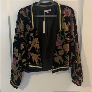 NEW W/TAGS Lavender Brown Velvet Bomber Jacket